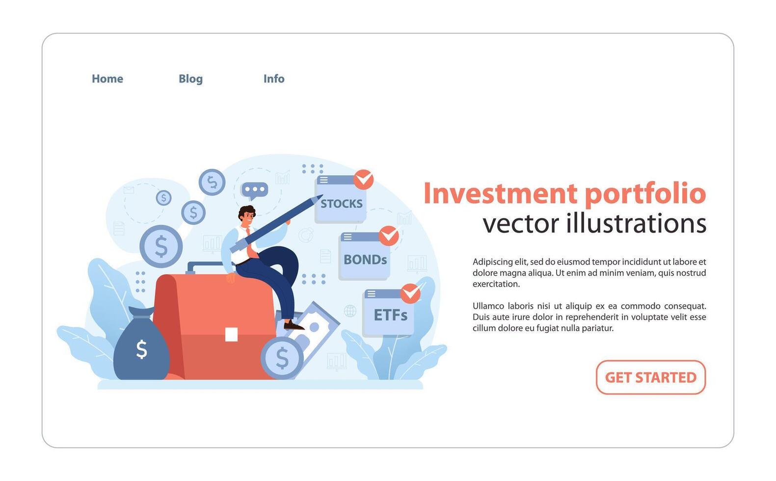 Investment portfolio concept. Flat illustration vector