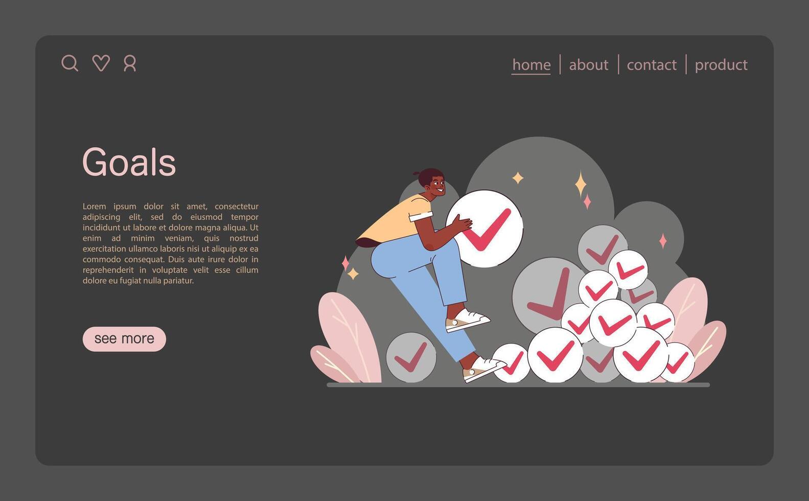 Goal Achievement Visualization. Flat illustration vector
