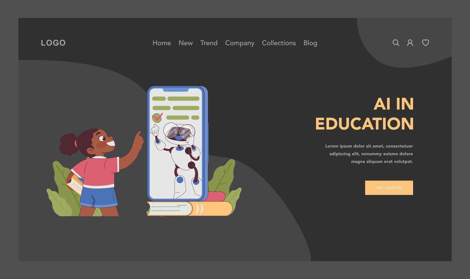 AI in Education concept. Flat illustration vector