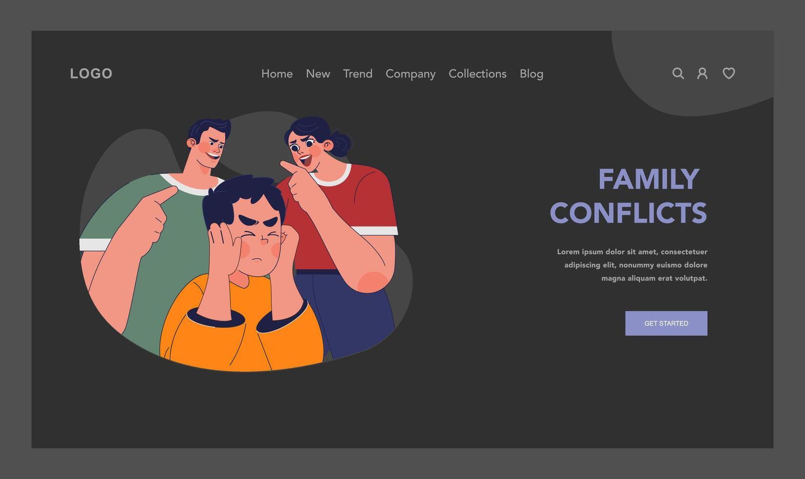 Family conflicts concept. Flat illustration vector