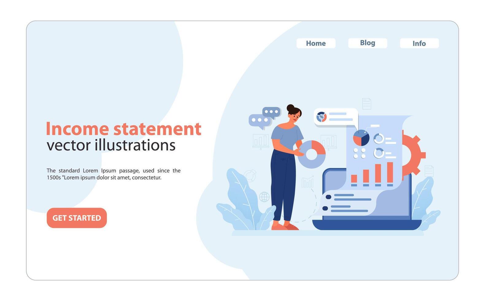Professional reviewing an income statement. vector
