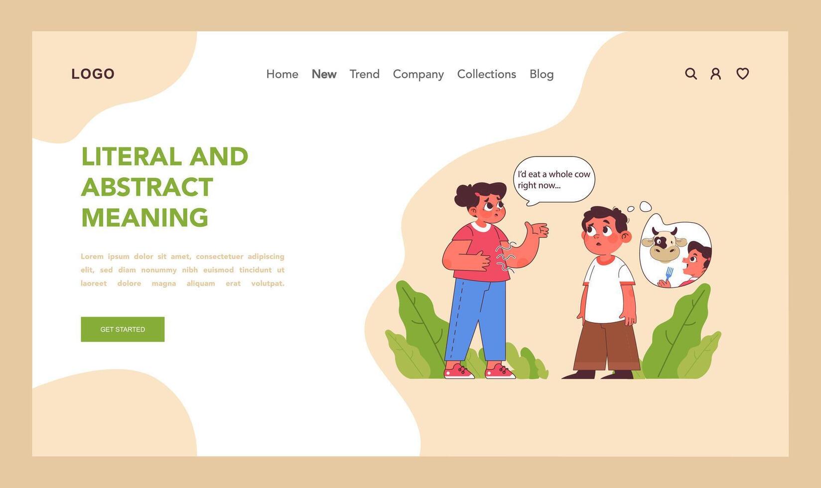 Literal and abstract meaning concept. Flat illustration vector