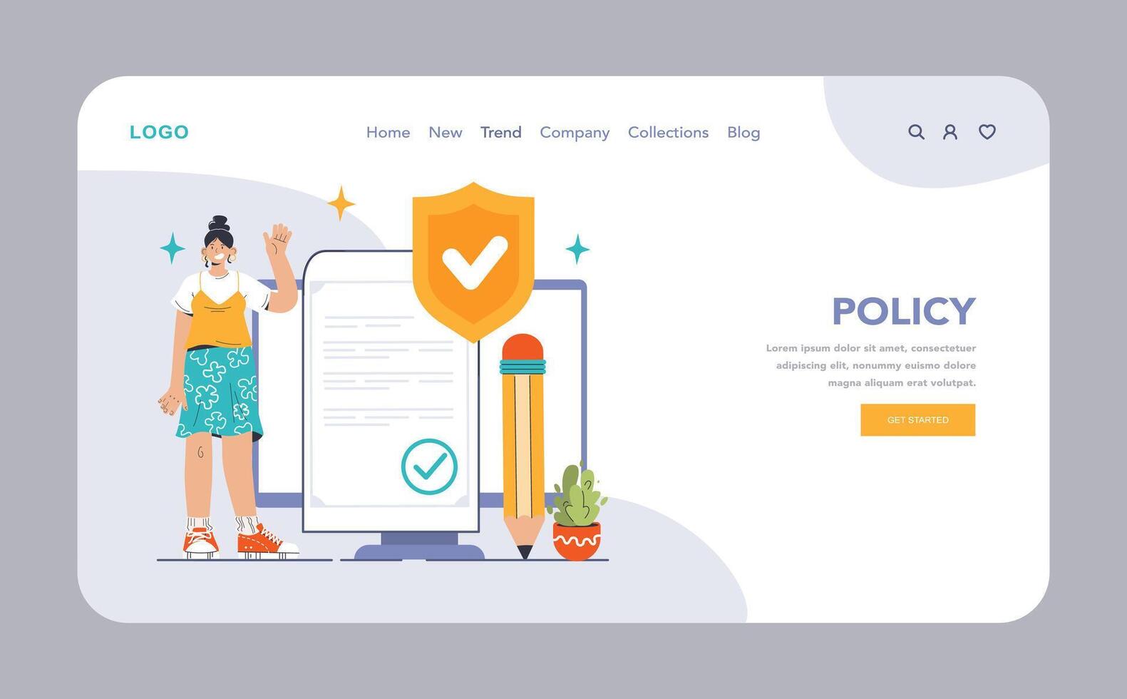 Insurance web banner or landing page. Security of life and property. vector
