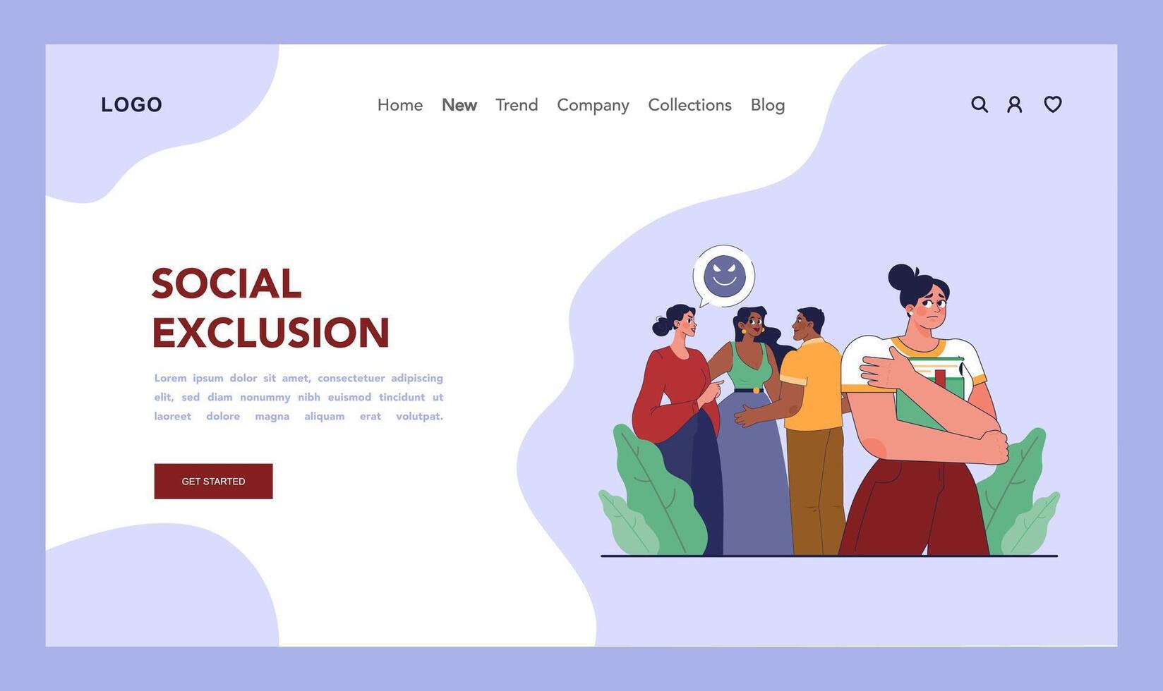Bullying web banner or landing page. Upset victim being bullied vector