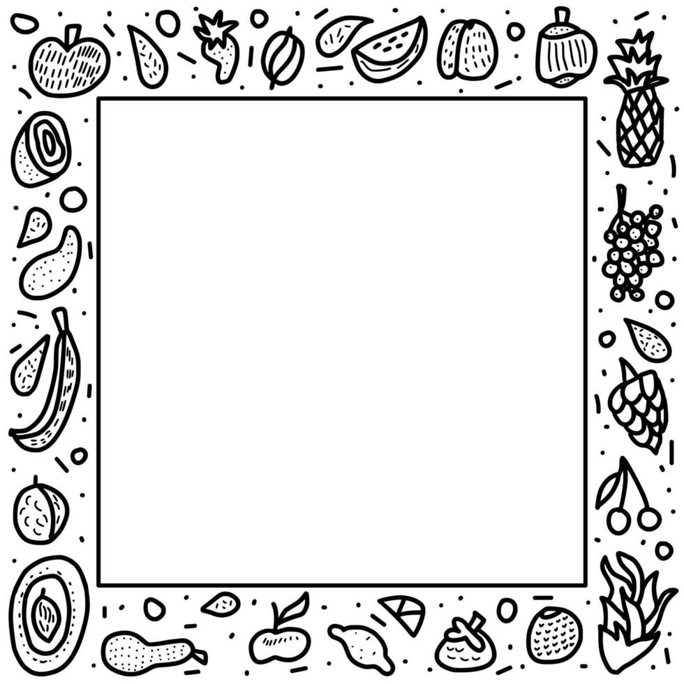 Fruit concept in doodle style. vector
