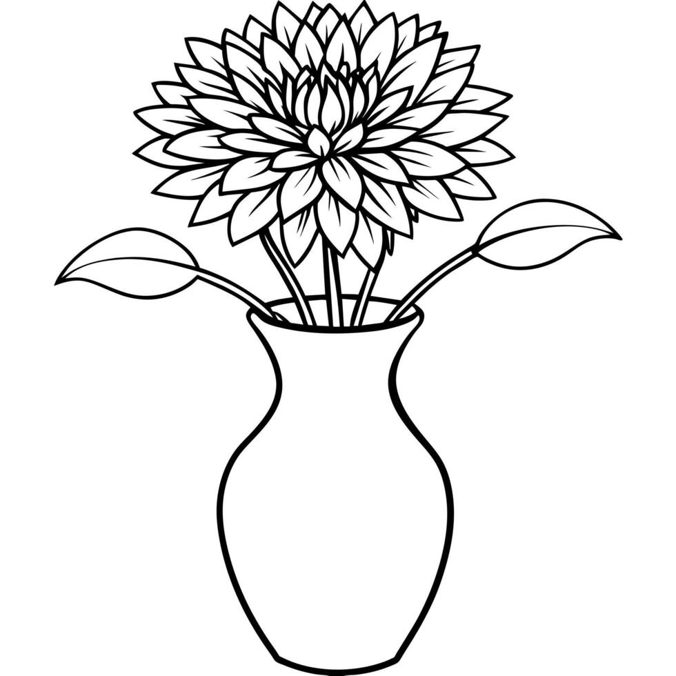 Cornflower flower on the vase outline illustration coloring book page design, Cornflower flower on the vase black and white line art drawing coloring book pages for children and adults vector