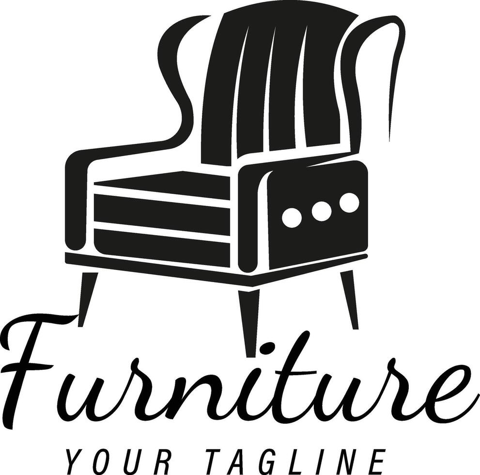Sofa Silhouette Furniture design template illustration vector
