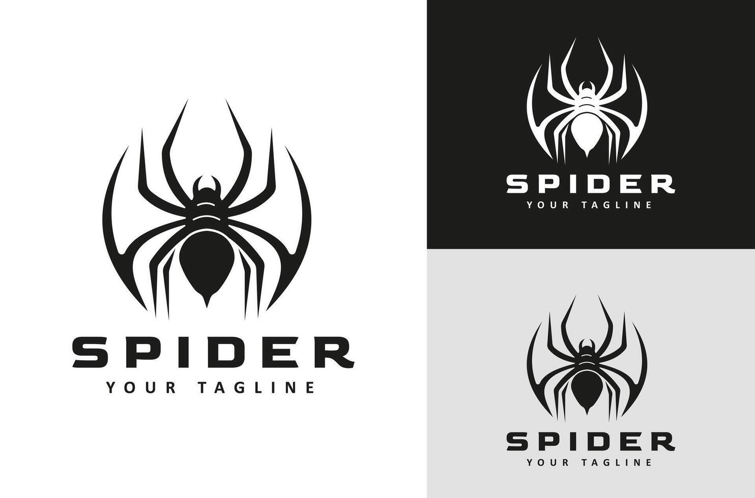 Arthropod Insect Spider Symbol Design Silhouette on Dark White background vector