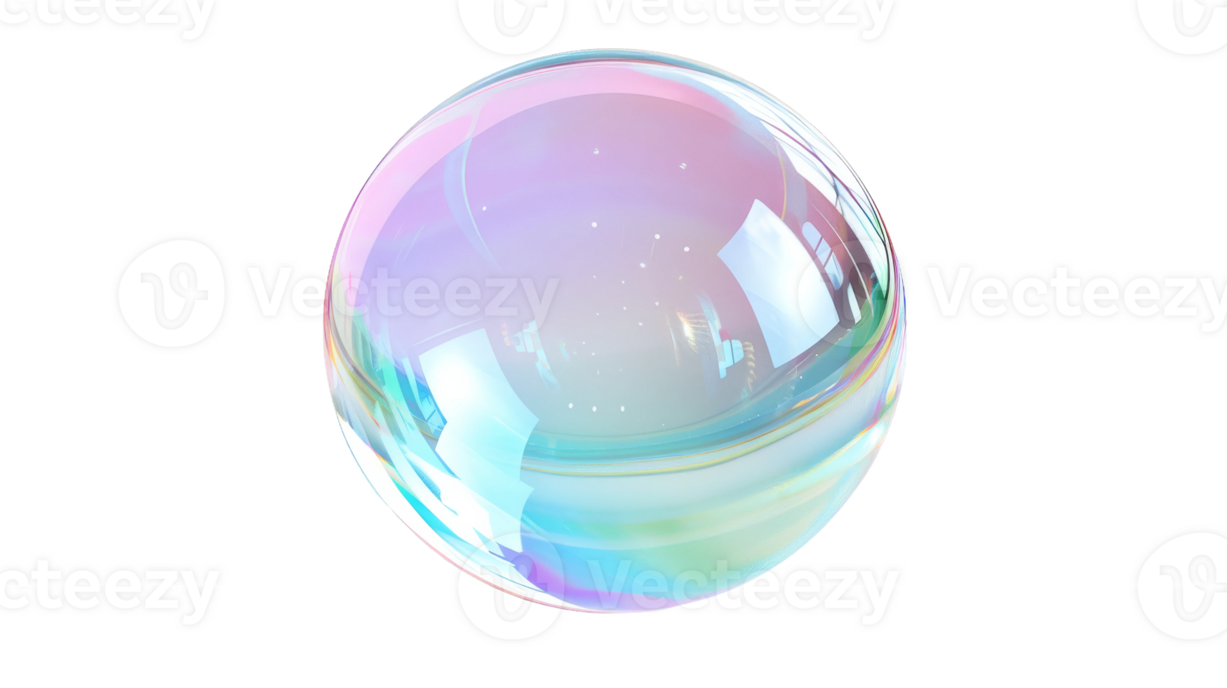 Isolated 3D Crystal Glass Bubble on Transparent Background, Format png