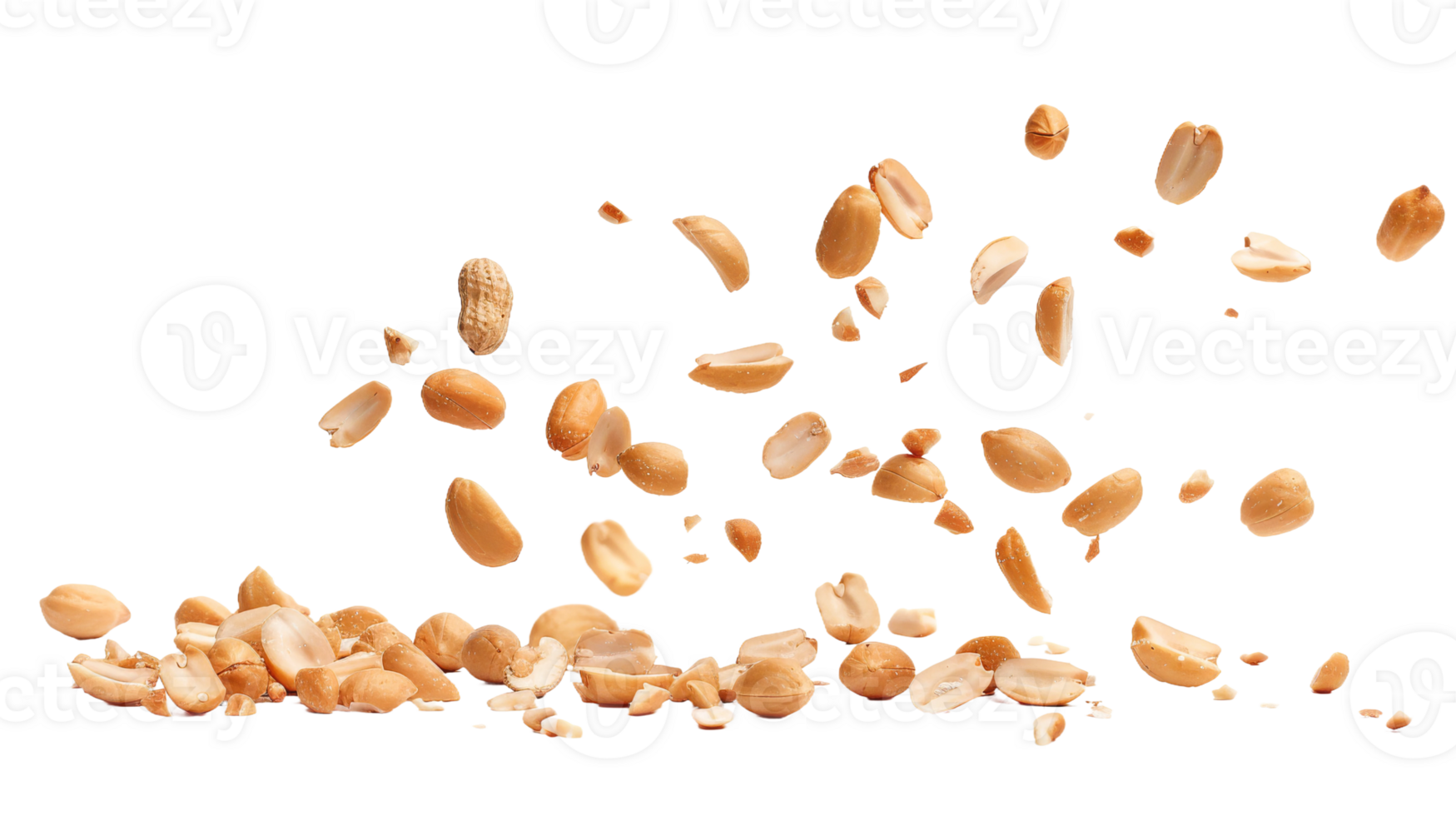 Falling Peanuts on Transparent Background, Format png