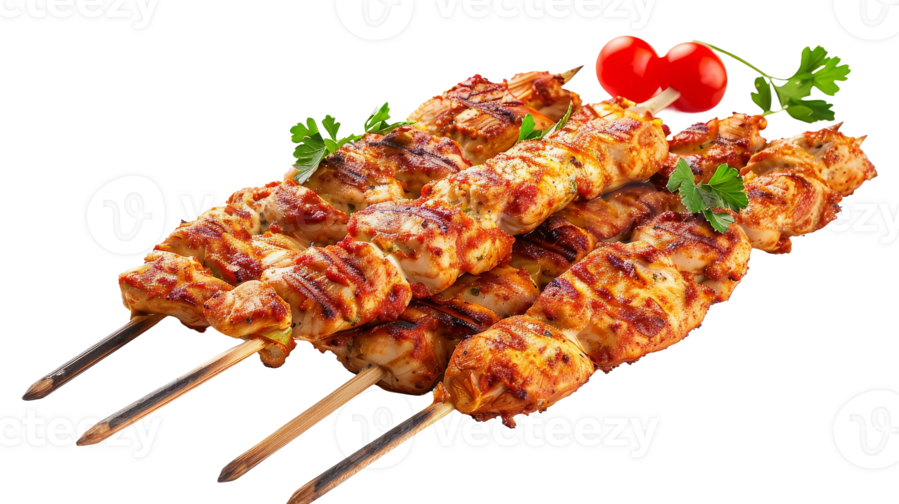 Fresh BBQ Chicken Kebab on Transparent Background, Format png