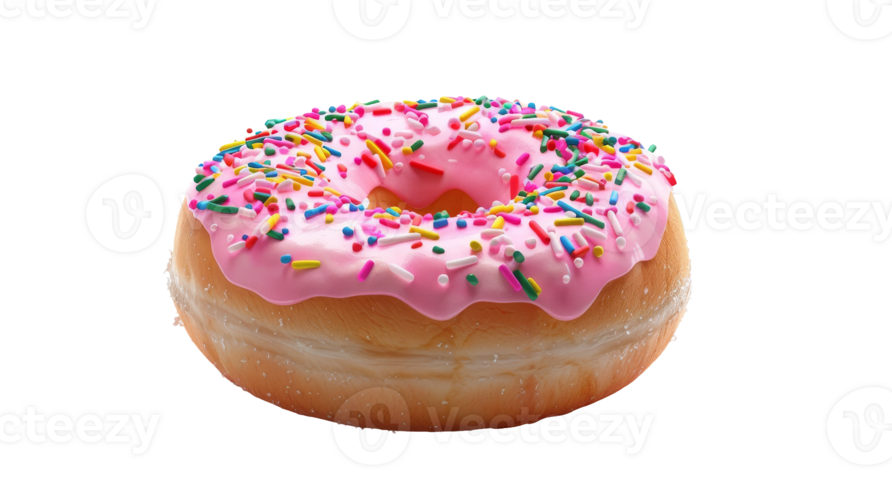 Pink Sugar Donut on Transparent Background, Format png
