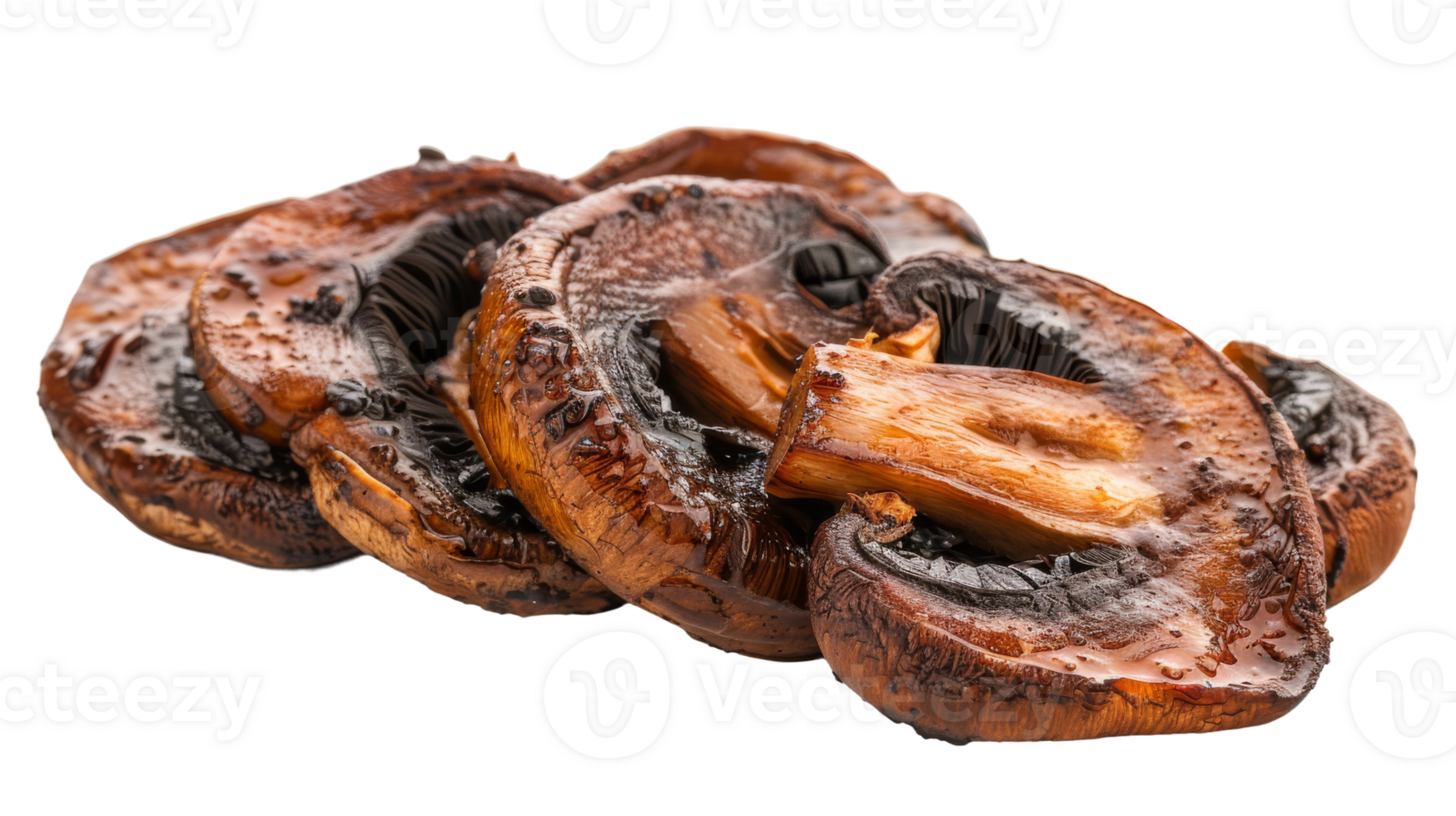 Roasted Sliced Mushroom on Transparent Background, Format png