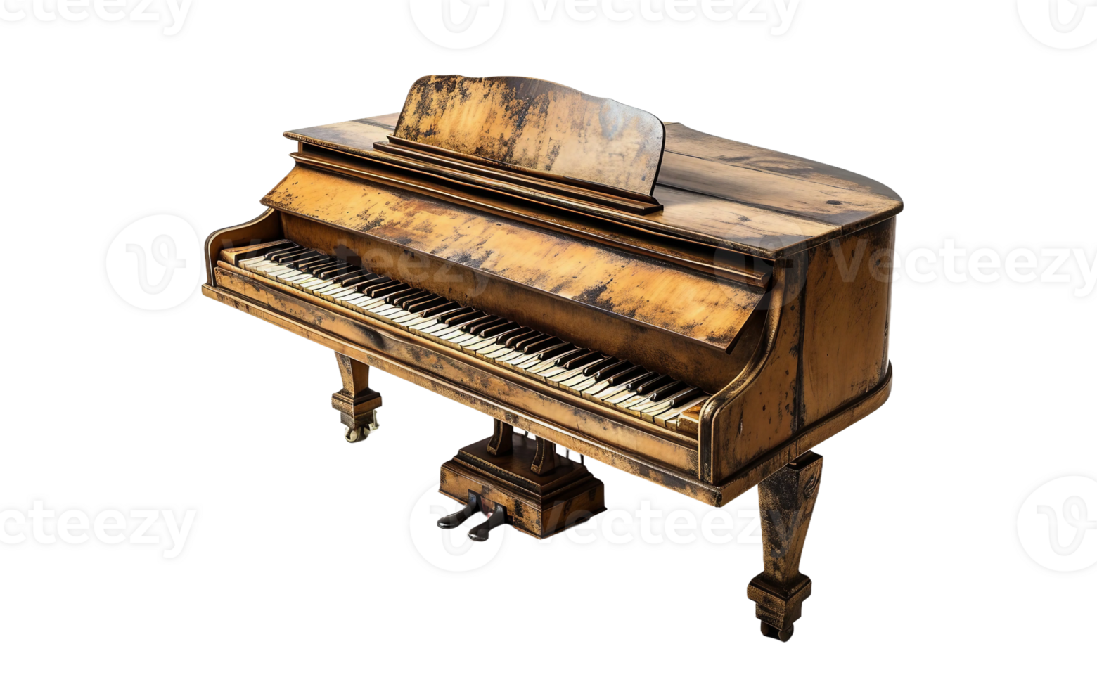 Portraits of an Antique Piano on Transparent Background png