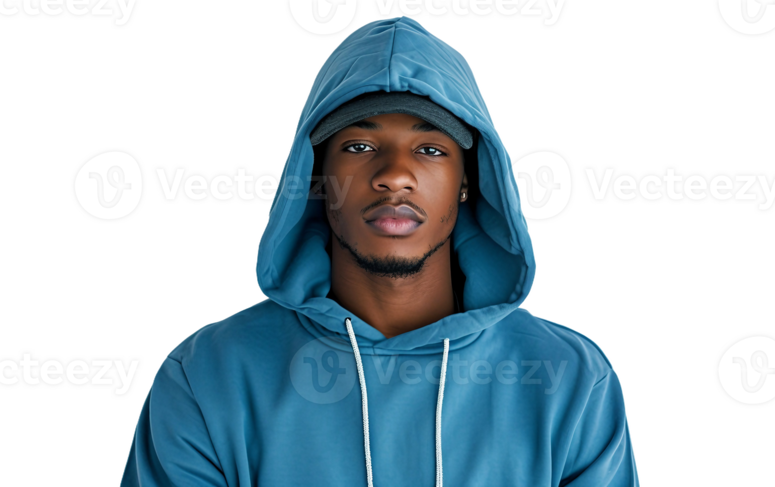 Blue Hoodie Portrait on Transparent Background png