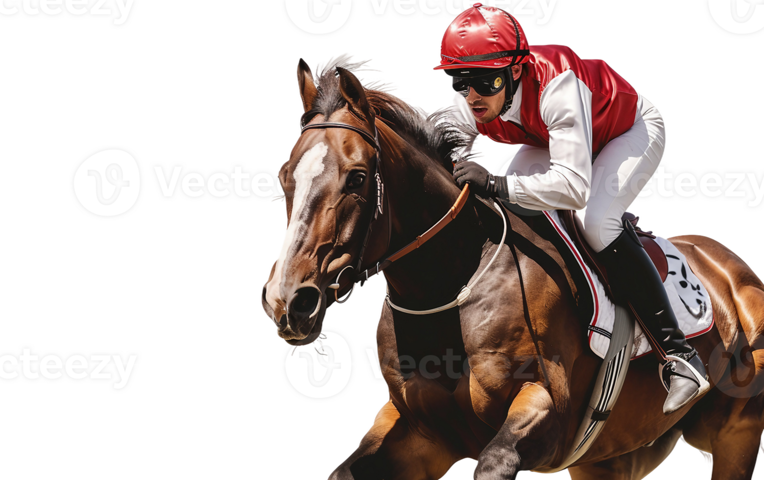 A Jockey Riding a Horse on Transparent Background png