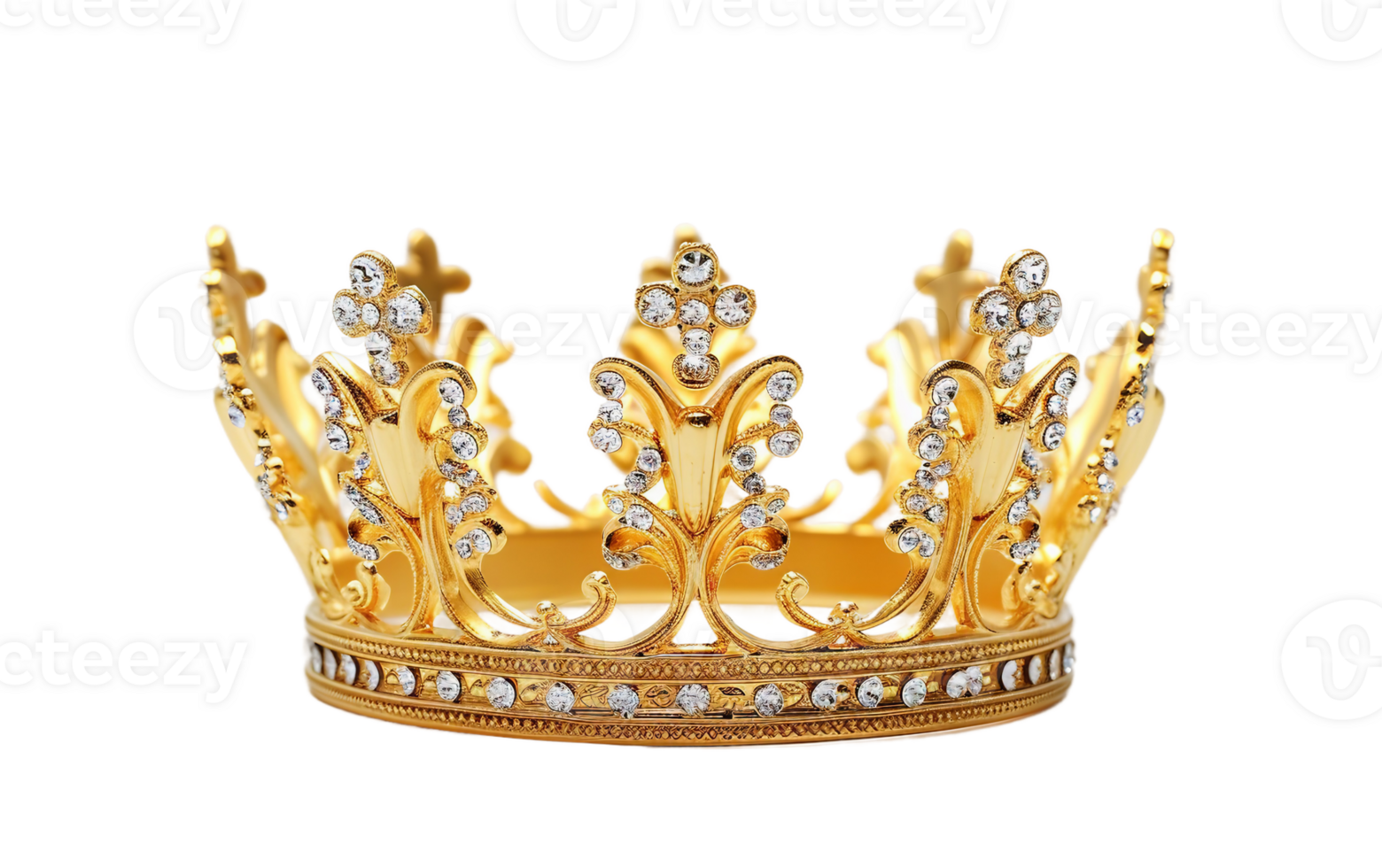 Portrait of a Golden Crown on Transparent Background png