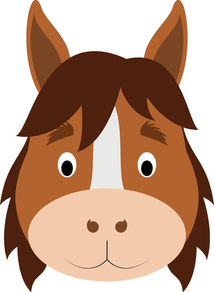 Horse face in cartoon style for children. Animal Faces illustration Series vector