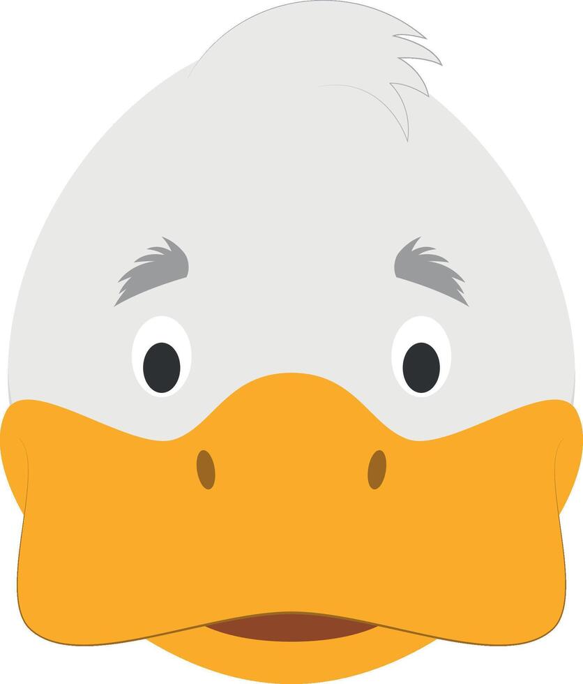 Duck face in cartoon style for children. Animal Faces illustration Series vector