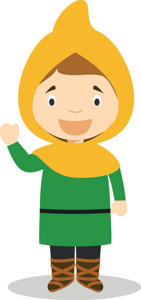 Medieval boy cartoon character. Illustration. Kids History Collection. vector