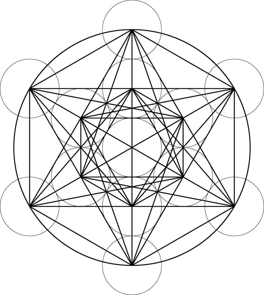 Geometrical figures. Sacred Geometry Davids Star and Metatrons Cube illustration vector