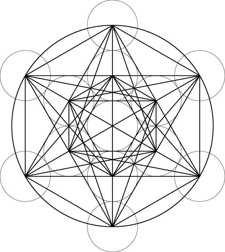 Geometrical figures. Sacred Geometry Davids Star and Metatrons Cube illustration vector