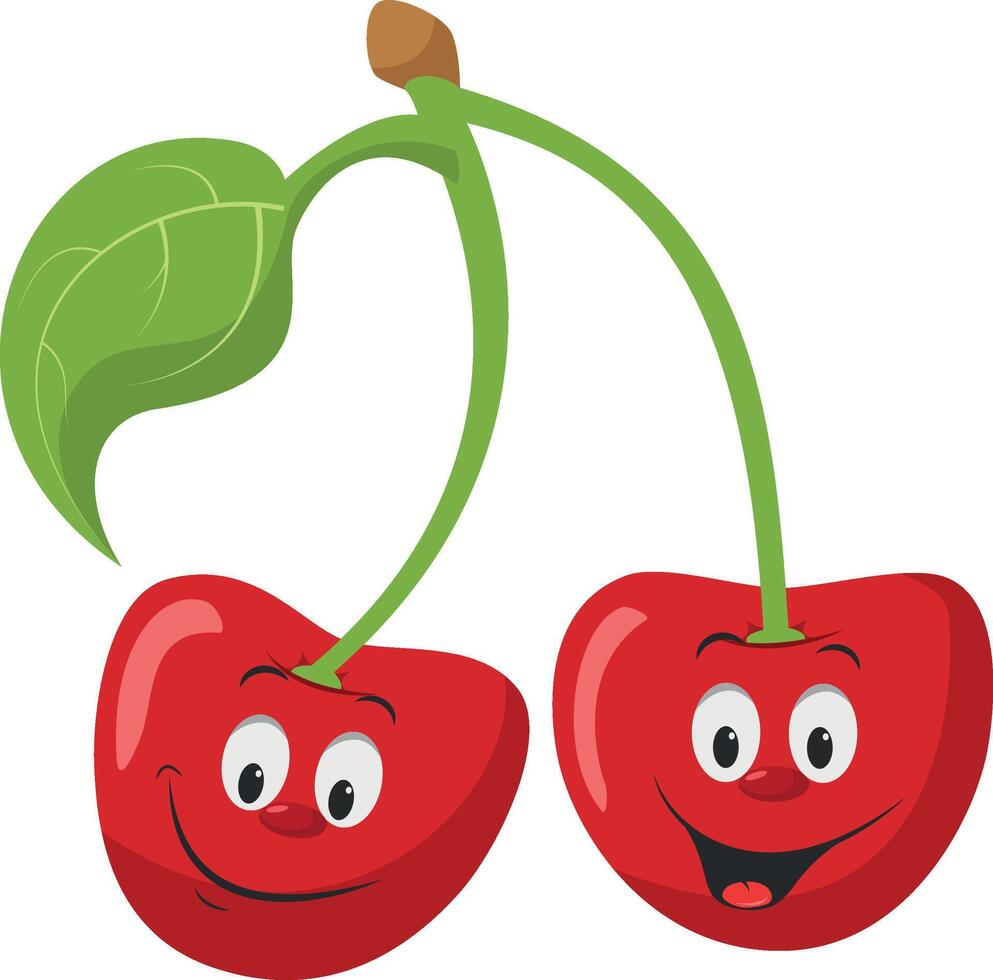 Fruits Characters Collection. illustration of a funny and smiling pair of cherries character. vector