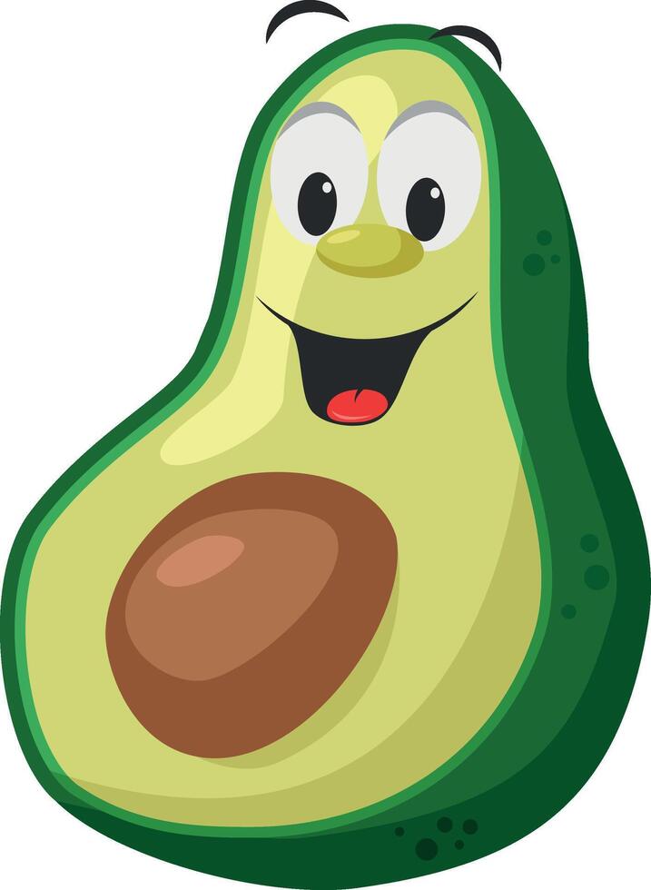 Fruits Characters Collection. illustration of a funny and smiling avocado character. vector