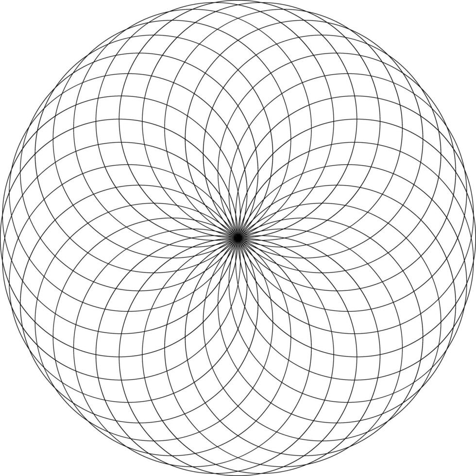 Geometrical figure on black and white. Sacred Geometry Torus Yantra or Hypnotic Eye illustration vector