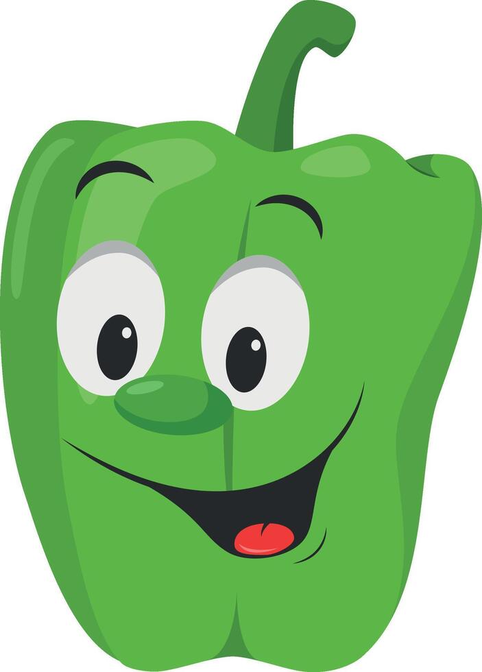 Vegetables Characters Collection. illustration of a funny and smiling green pepper in cartoon style. vector