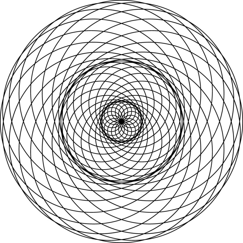 Geometrical figure. Sacred Geometry Torus Yantra or Hypnotic Eye development illustration vector