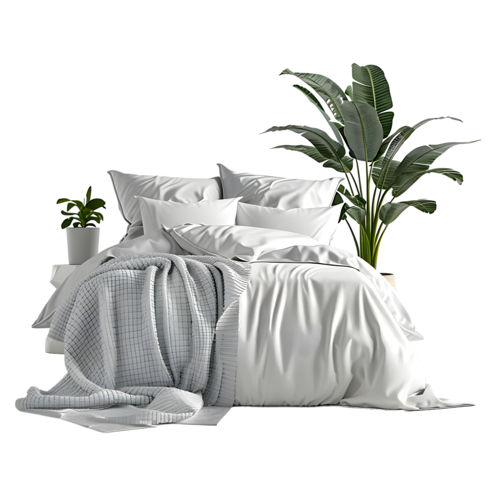3d interpretazione di un' bianca letto con cuscini su trasparente sfondo png