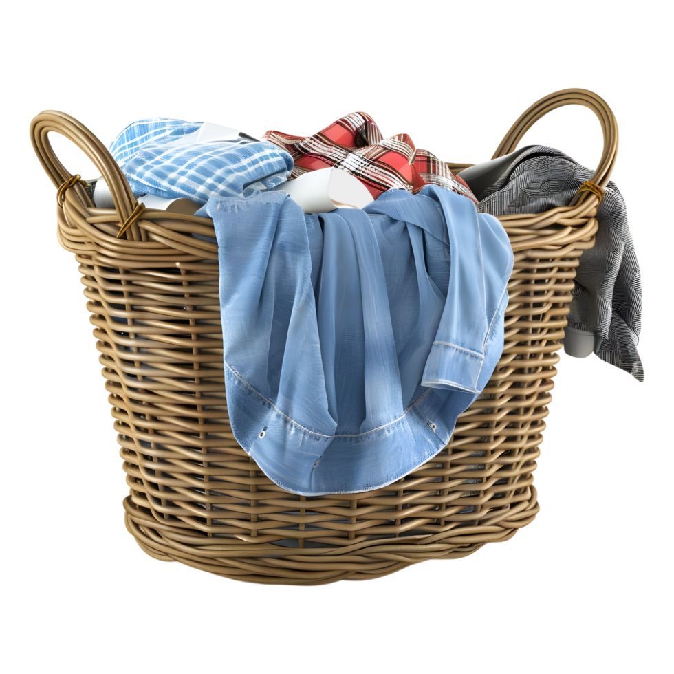 3D Rendering of a Clothes in a Basket on Transparent Background png
