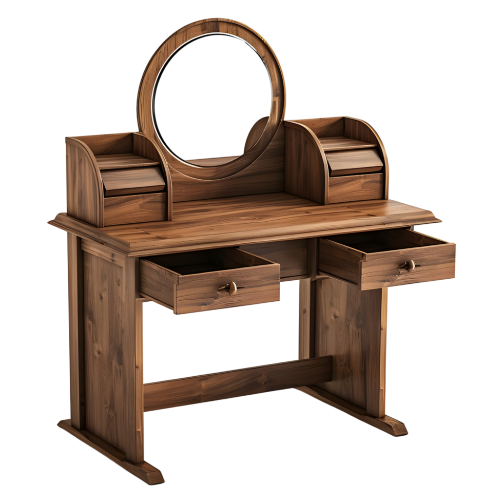 3D Rendering of a Vintage Wooden Mirror Table on Transparent Background png