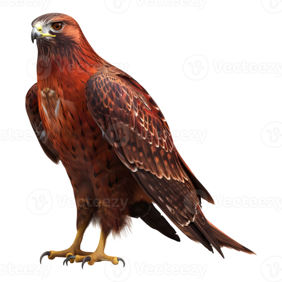 3D Rendering of a Red Tailed Hawk on Transparent Background png