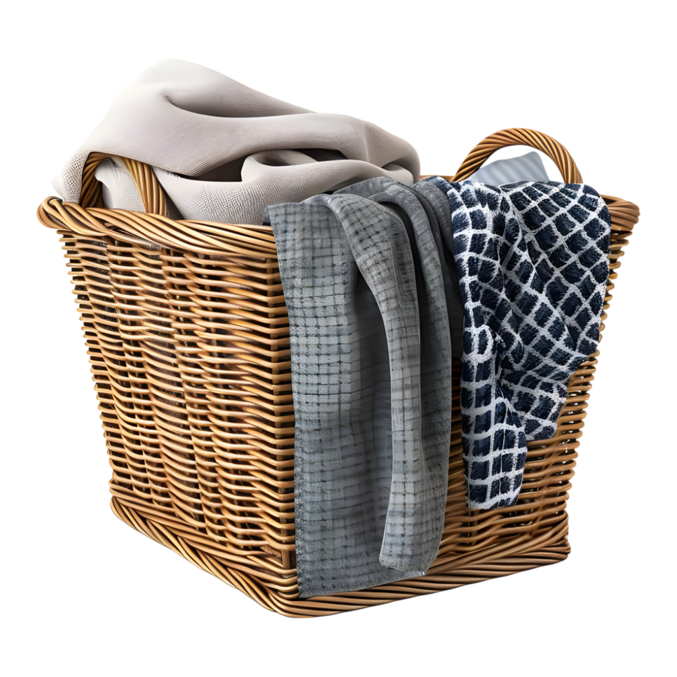 3D Rendering of a Clothes in a Basket on Transparent Background png