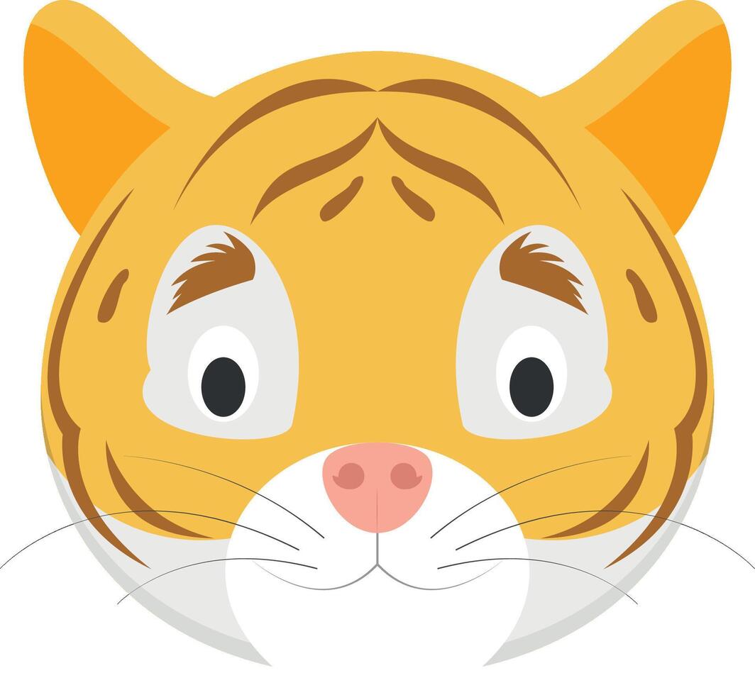 Tiger face in cartoon style for children. Animal Faces illustration Series vector