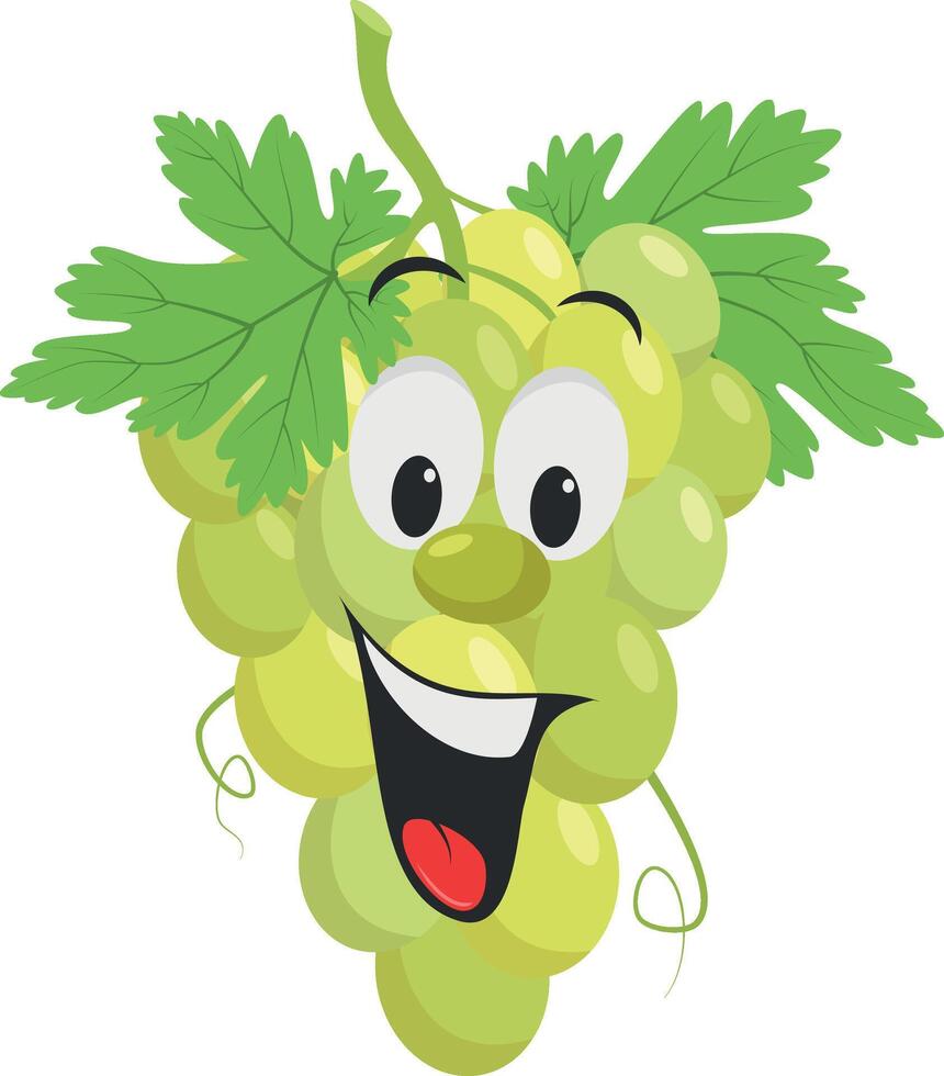 Fruits Characters Collection. illustration of a funny and smiling bunch of green grapes character. vector