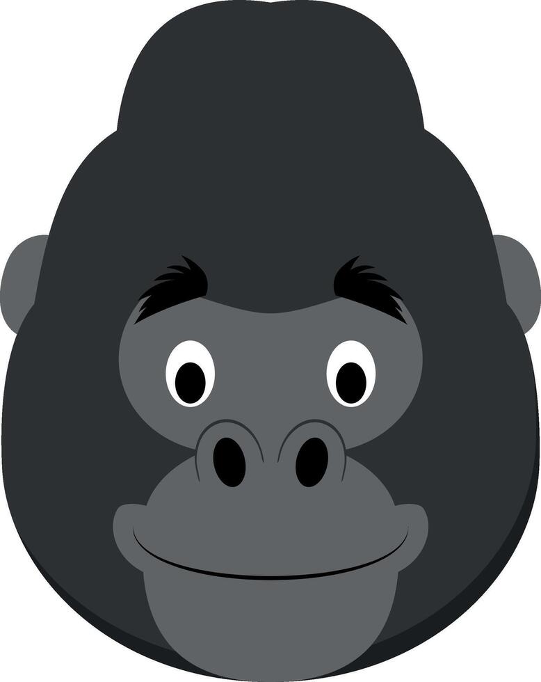 Gorilla face in cartoon style for children. Animal Faces illustration Series vector