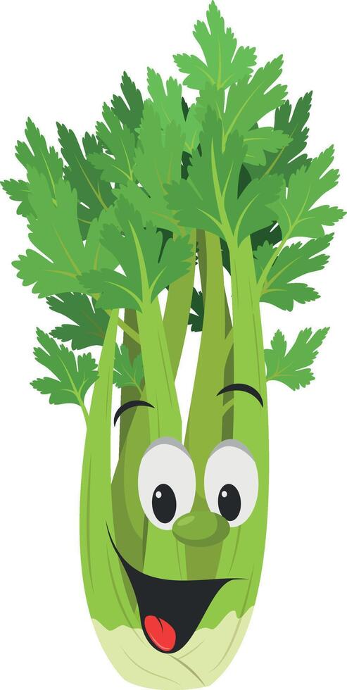 Vegetables Characters Collection. illustration of a funny and smiling celery in cartoon style. vector