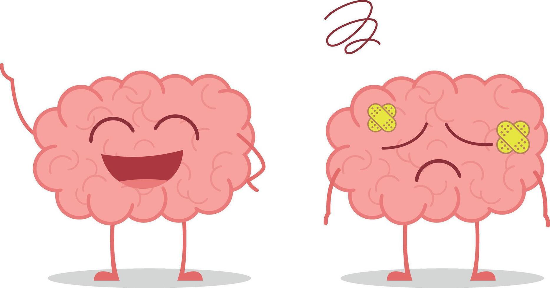 Healthy and sick brain isolated on white background illustration vector