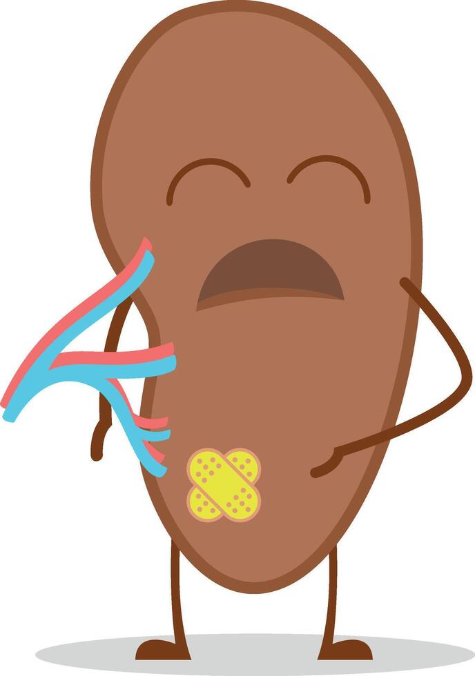 illustration of a sick and sad spleen in cartoon style. vector