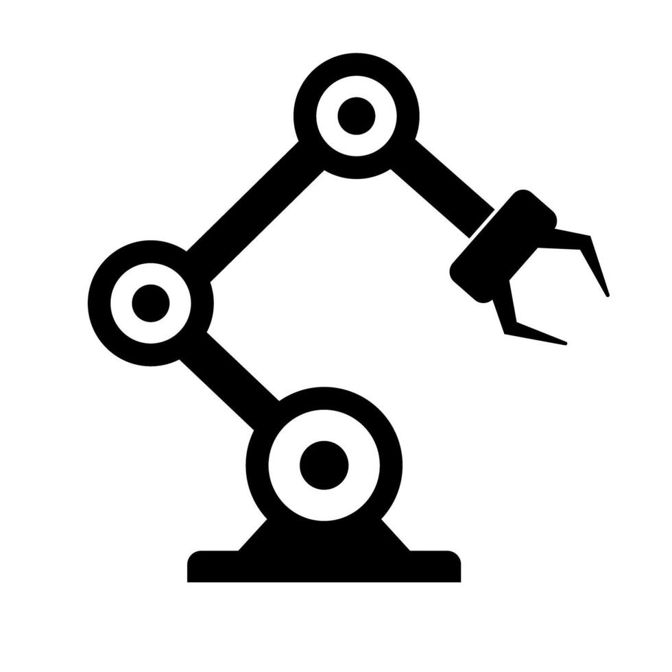 Robot arm silhouette icon. Industrial machinery. Manufacturing automation. vector