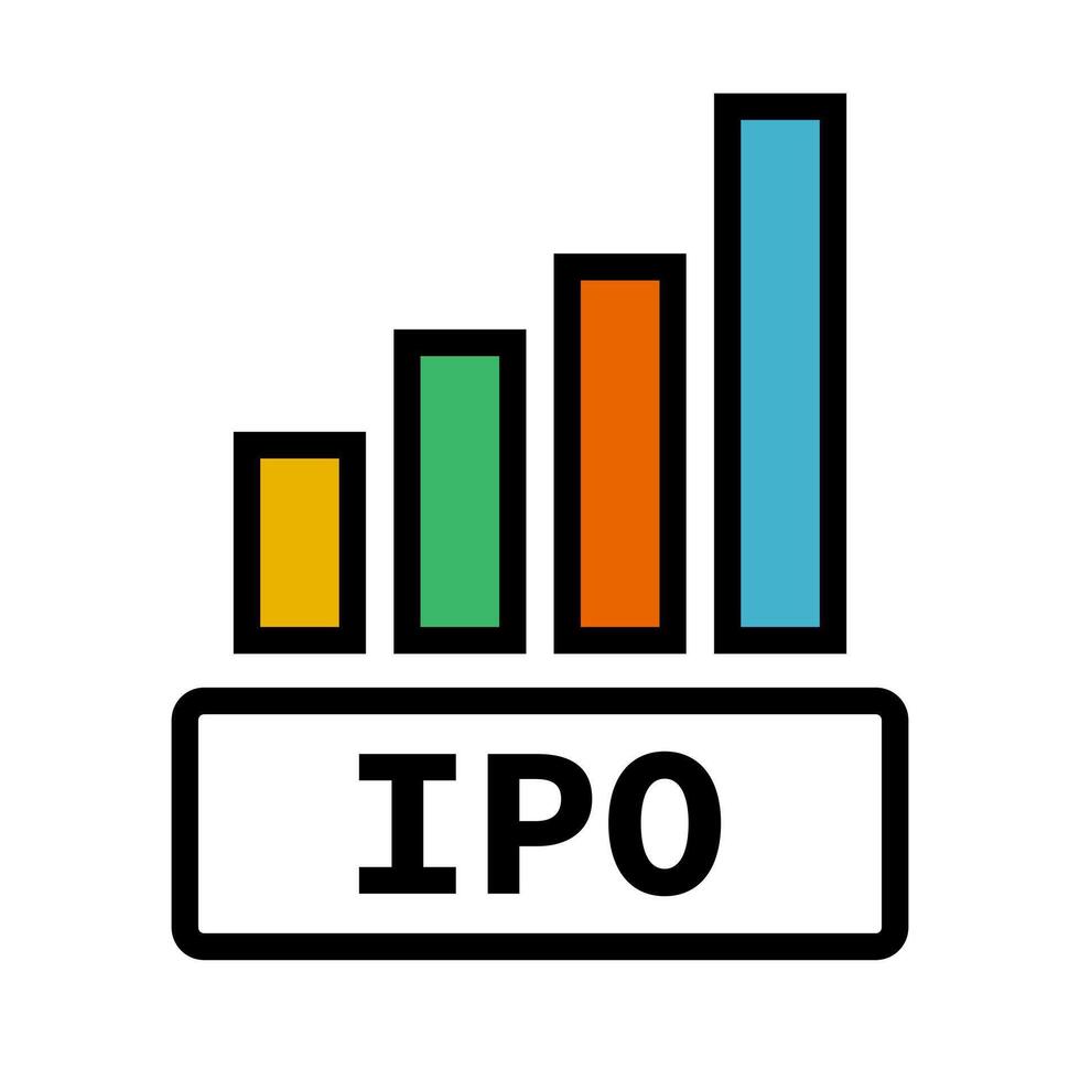 ipo bar grafico icono. inicial público ofrecimiento bar grafico. vector