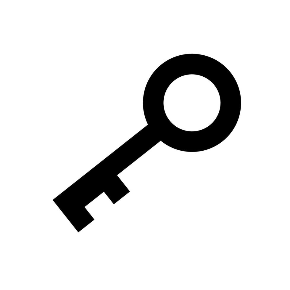 Old key silhouette icon. vector