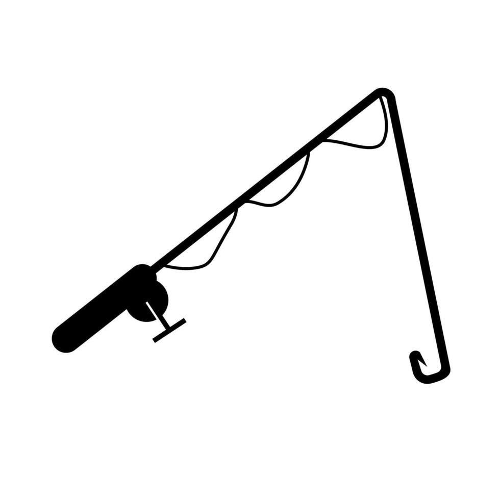 Fishing rod silhouette icon with reel. . vector