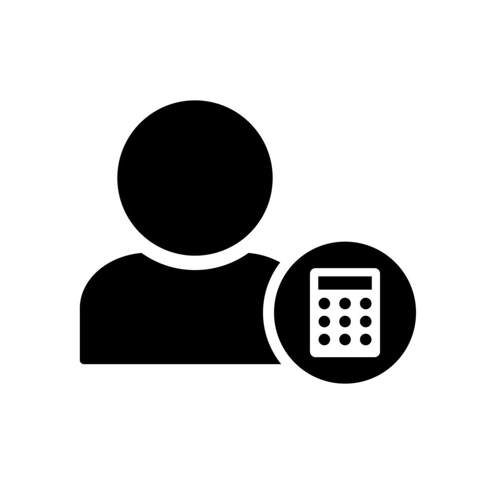 Accountant silhouette icon. Person and calculator icon. vector