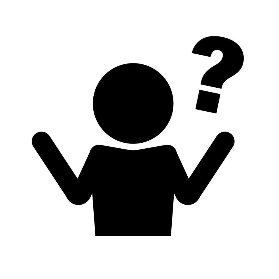 Silhouette icon of a person with a problem or question. vector