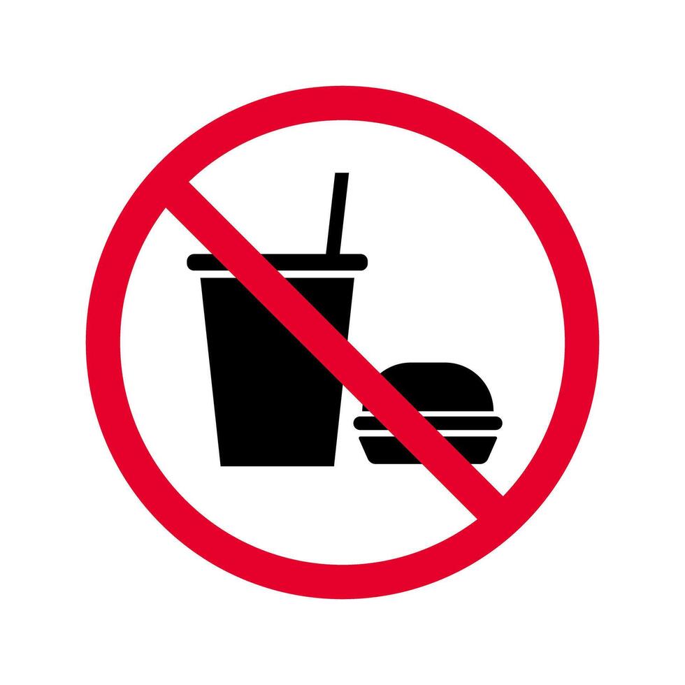 No eating or drinking sign. Facility rules. vector