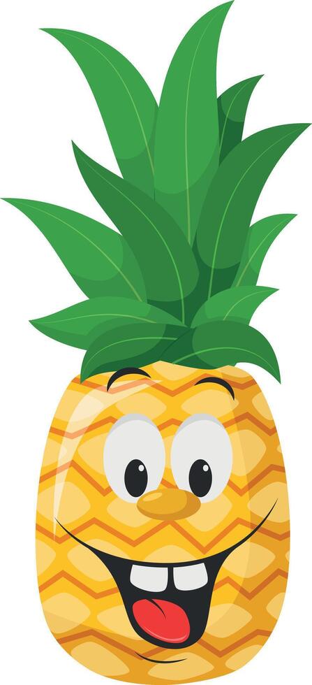 Fruits Characters Collection. illustration of a funny and smiling pineapple character. vector